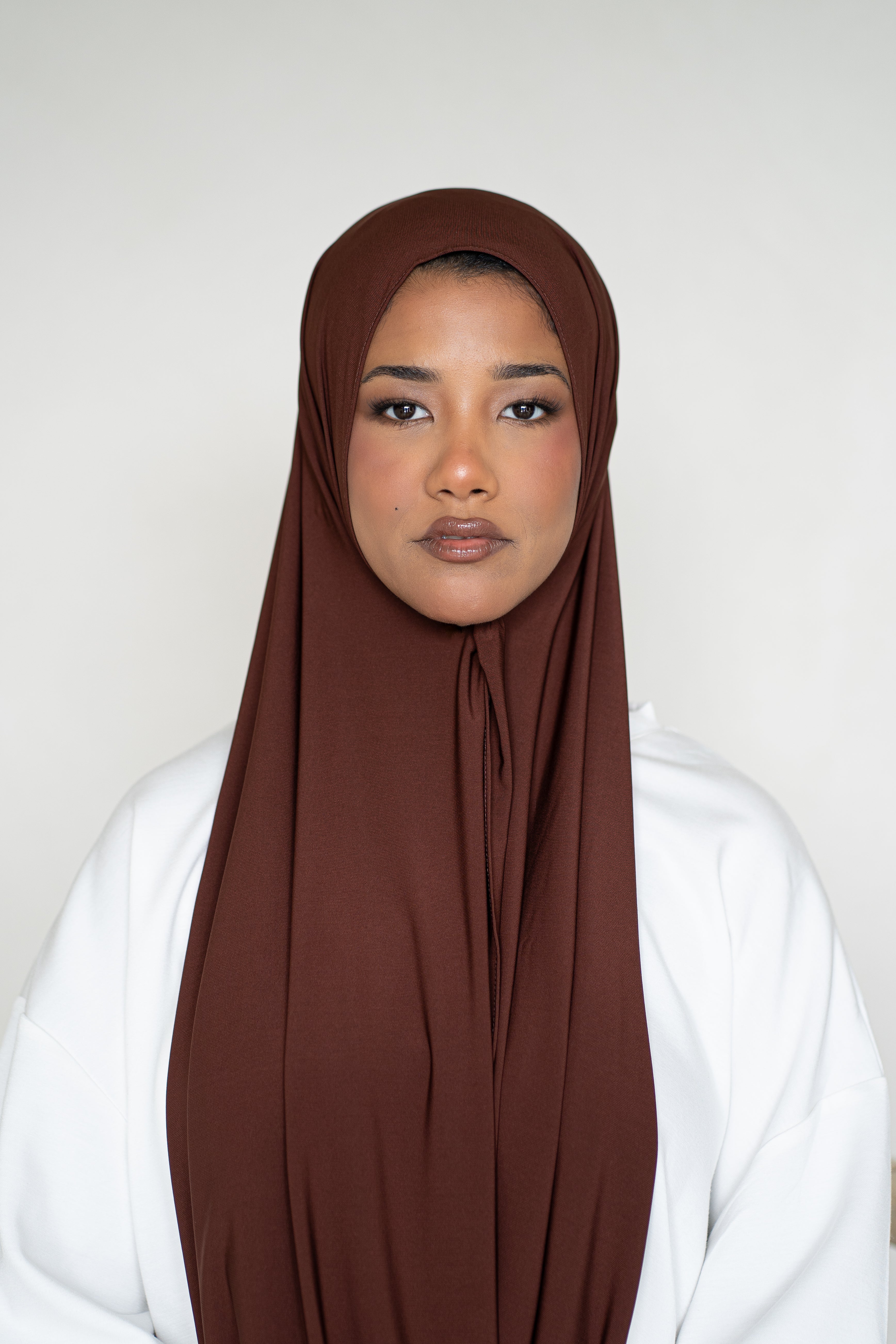 Premium Jersey Hijab Espresso Glow (Dark Brown)