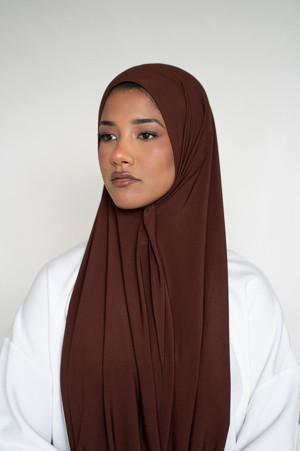 Premium Jersey Hijab Espresso Glow (Dark Brown)