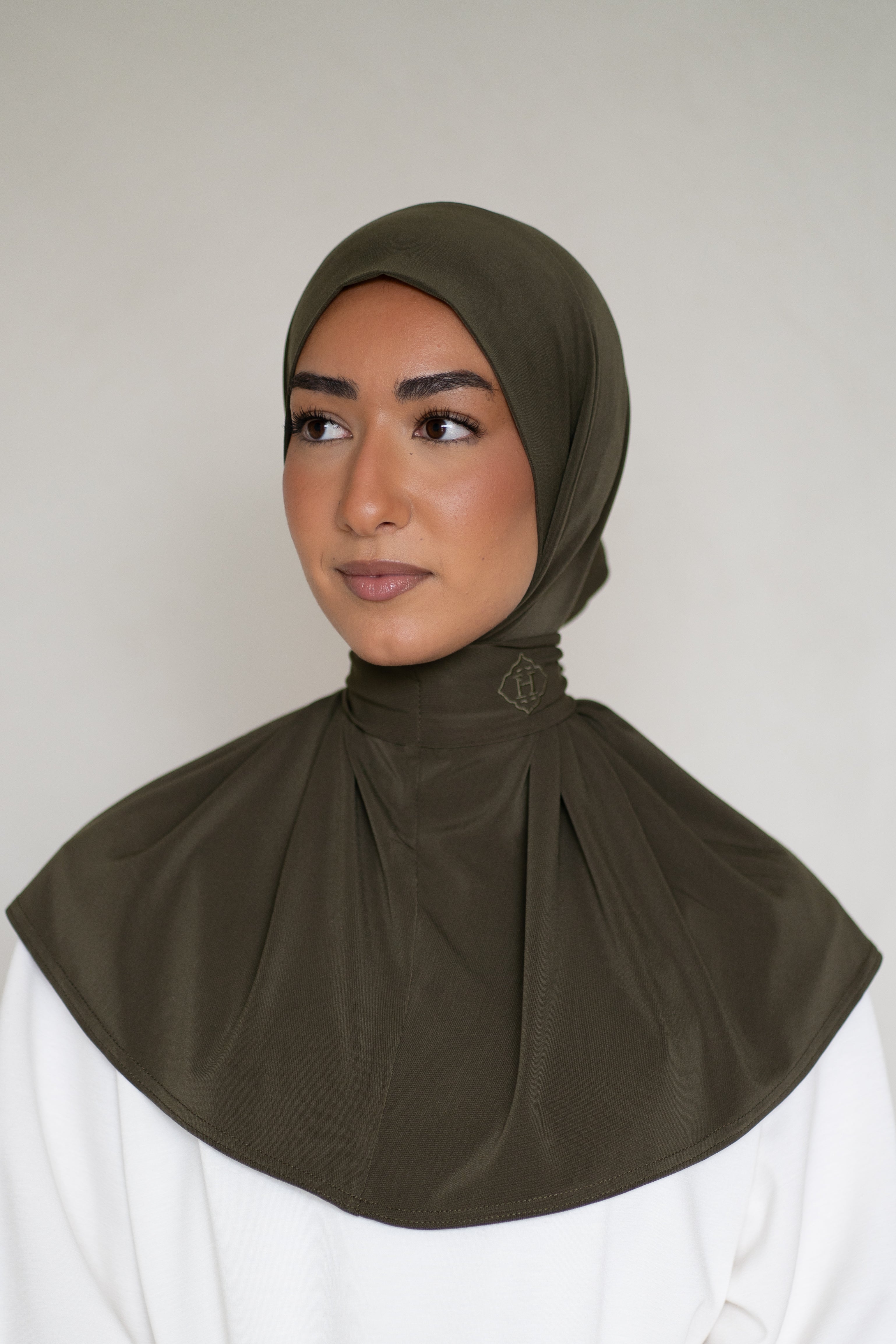 Instant Hijab Forest Veil (Dark Khaki)