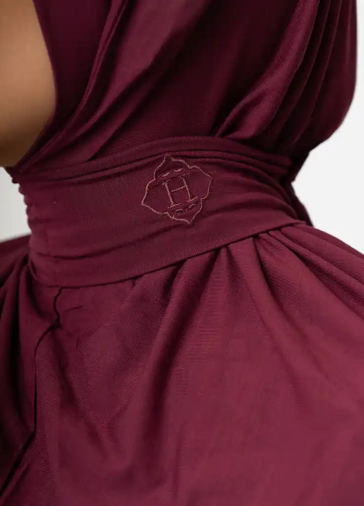 Instant Hijab Bamboo Berry Bloom (Deep Red / Burgundy)