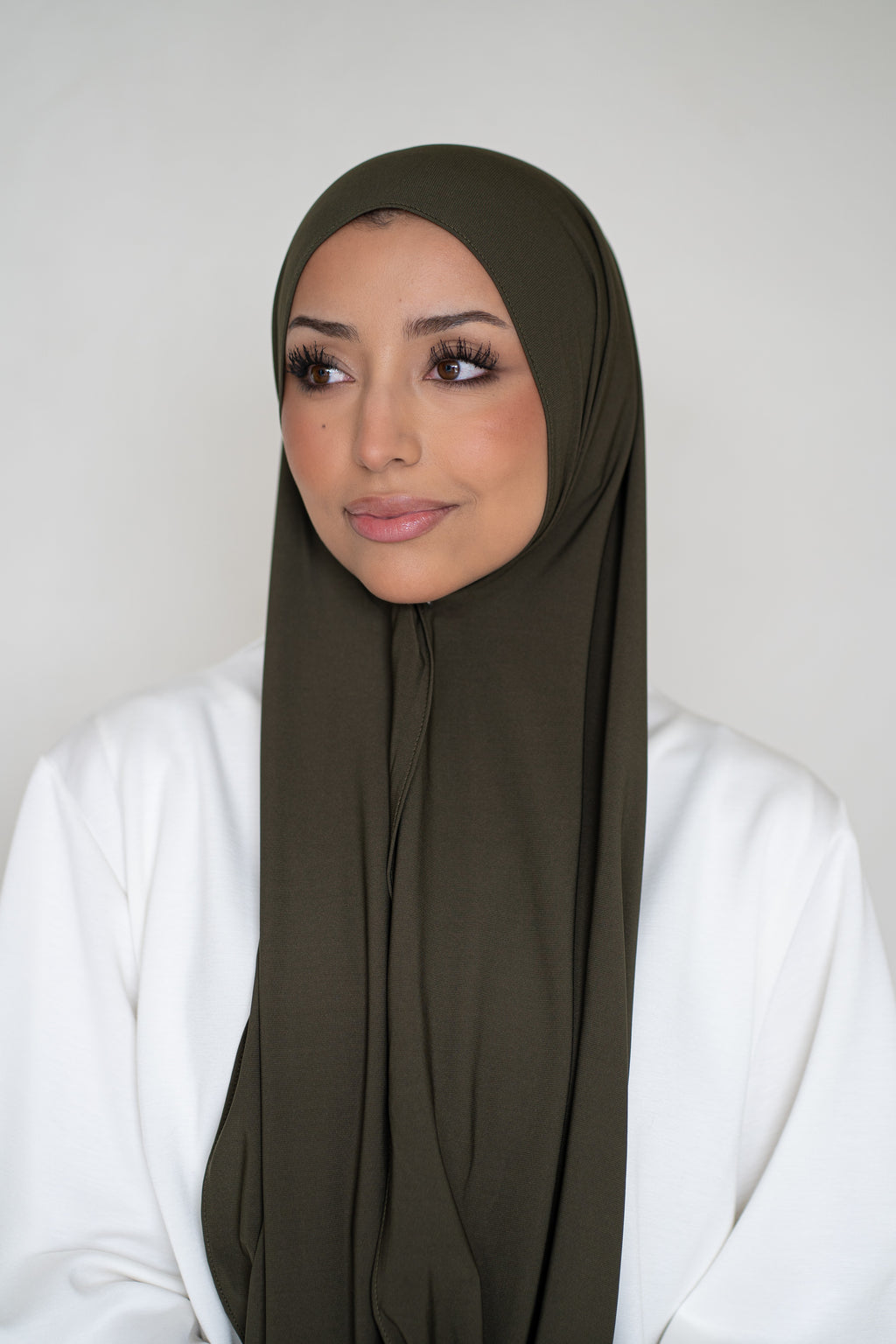 Premium Jersey Hijab Forest Veil (Dark Khaki)
