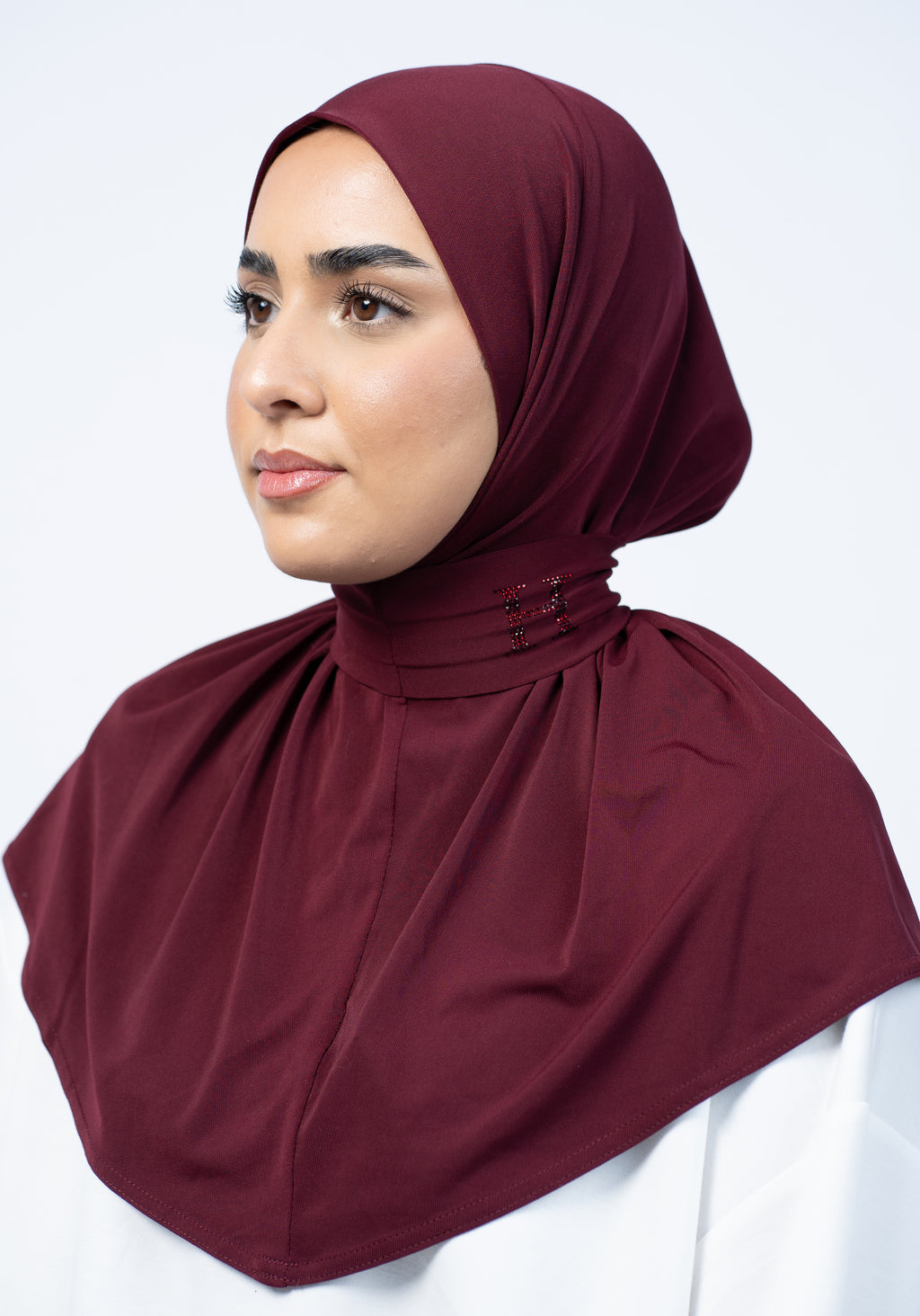 Instant Hijab Stone Edit Velvet Burgundy